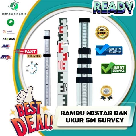 Jual Rambu Mistar Bak Ukur M Meter Levelling Aluminium Staff M