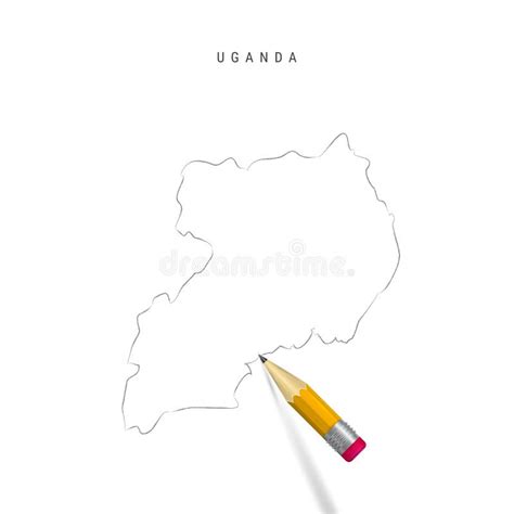 Uganda Freehand Pencil Sketch Outline Vector Map Isolated On White