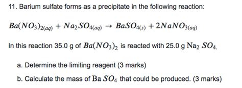 Solved 11 Barium Sulfate Forms As A Precipitate In The Chegg