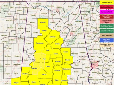 More Counties Removed From The Tornado Watch The Alabama Weather Blog