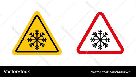 Cold warning sign icon set notice for low Vector Image