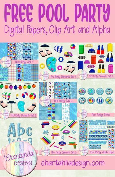 Free Pool Party Digital Papers Design Elements Clip Art And Alphas