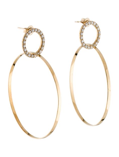 Lana Jewelry K Diamond Circle Drop Earrings K Yellow Gold Drop