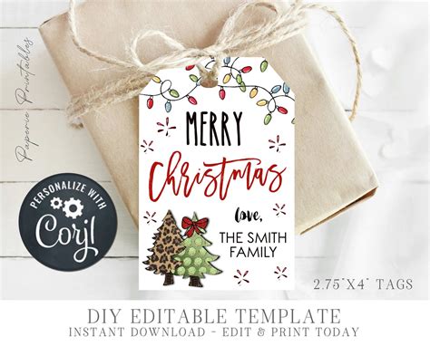 Editable Merry Christmas Tag Merry Christmas Gift Tag - Etsy