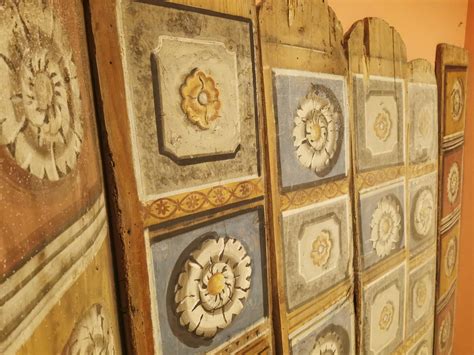 Tavole Da Soffitto Dipinte Con Motivi Floreali Antiquariato Su