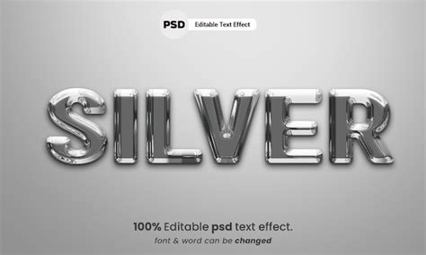 Efecto de texto plateado psd editable 3d líquido plateado Archivo PSD