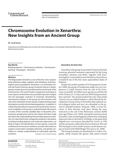 (PDF) Chromosome Evolution in Xenarthra: New Insights from an Ancient Group