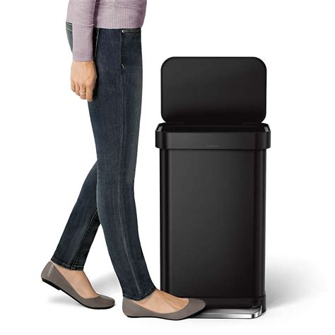 simplehuman Matte Black Stainless Steel 45-Liter Rectangular Step Trash ...