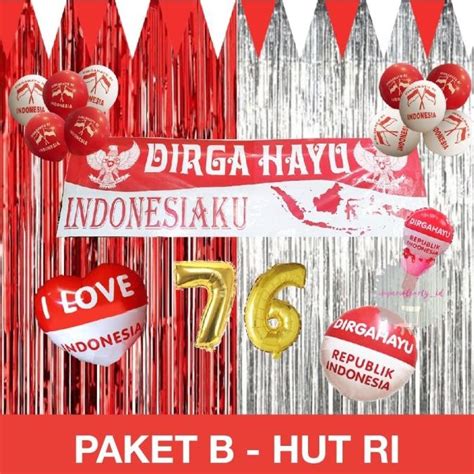 Jual Paket Dekorasi Hiasan Balon Dirgahayu Hut Ri Agustus Merah