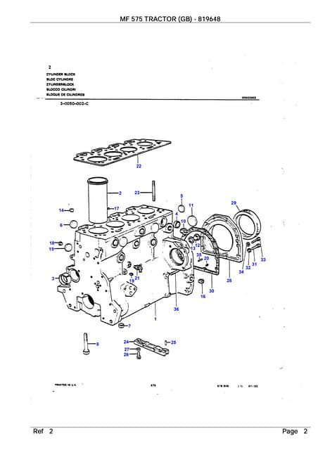 Massey Ferguson 275 Tractor Service Parts Catalogue Manual Part Numb