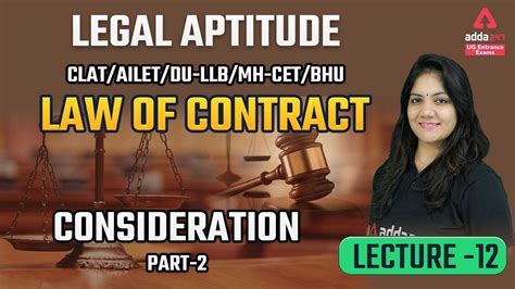 Consideration Law Of Contract Clat 2022 Ailet Blat Du Llb Lec 12 Part 2 Youtube