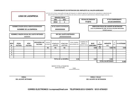 Formato Comprobante Retencion Iva Pdf