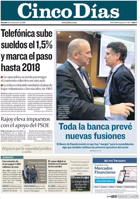 Las Portadas De Los Peri Dicos Econ Micos De Hoy Viernes De Diciembre