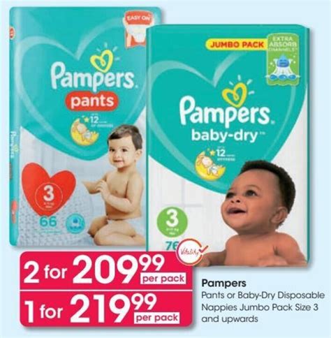 Pampers Pants Or Baby Dry Disposable Nappies Jumbo Pack Size And