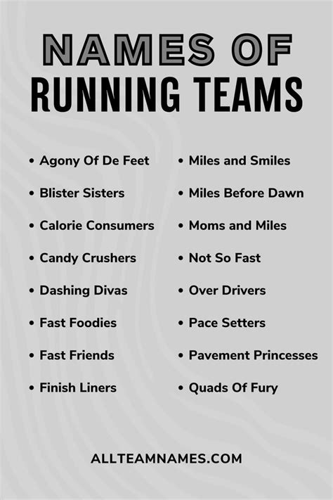 Names Of Running Teams Running Team Names Running Team Team Names