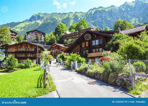 Picturesque Alpine Village Wengen in Switzerland in Summer Season ...