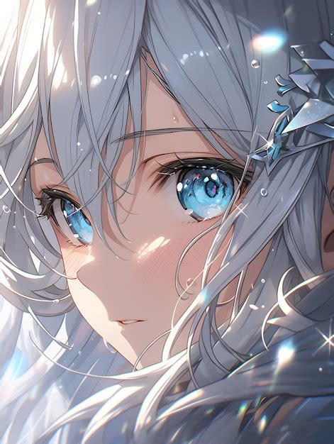 Premium Photo Beautiful Anime Girl With White Hair And Blue Eyes