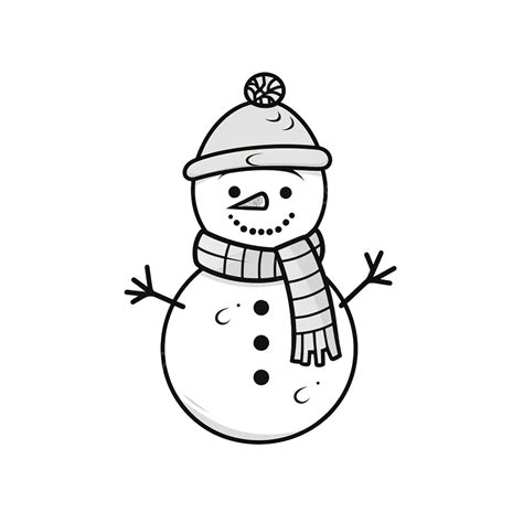 Dibujo De Doodle Lineal Muñeco Nieve Dibujos Animados Invierno Lindo