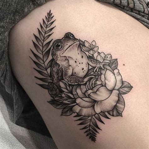 Frog And Flowers Tattoo By Katrina Sondertattoo Portland Oregon