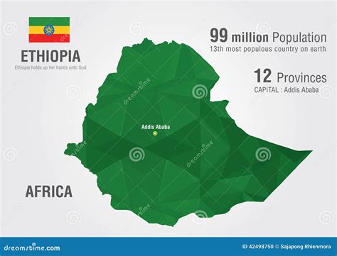 Ethiopia World Map With A Pixel Diamond Texture Stock Vector