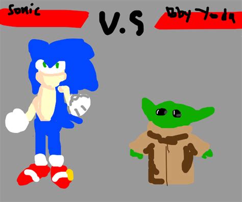 Sonic fights baby yoda - Drawception