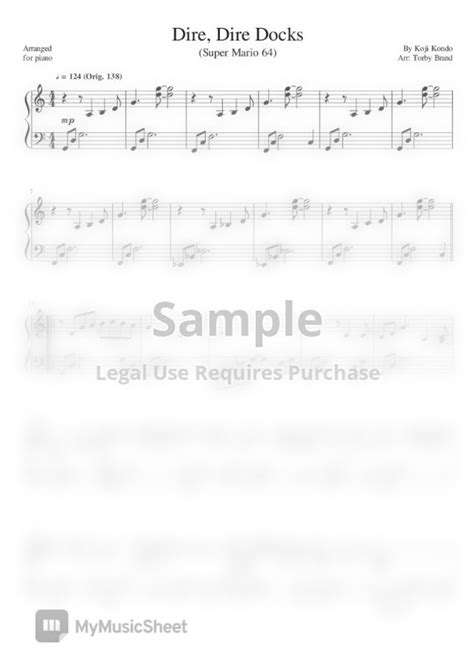 Super Mario 64 Dire Dire Docks By Torby Brand Sheet Music