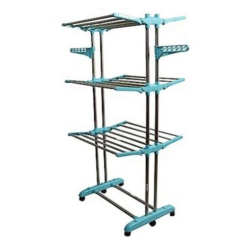 Movable Rack Silver Stainless Steel Prince Jumbo Cloth Drying Stand