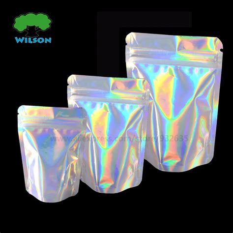 Aliexpress Buy Stand Up Zip Lock Foil Bag Pet Holographic Laser