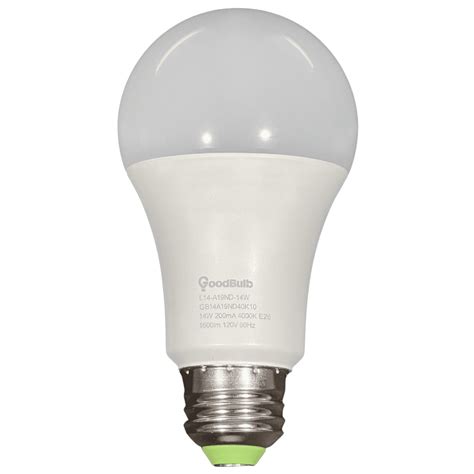 Goodbulb 100 Watt Equal Cool White 14 Watt Rugged Condition Led A19 1600 Lumens 4000 Kelvin