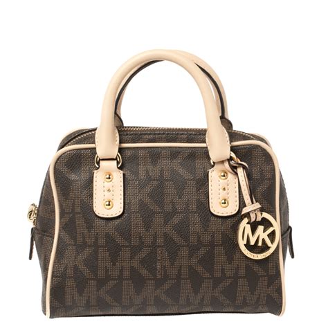 Michael Michael Kors Brown Signature Coated Canvas And Leather Mini