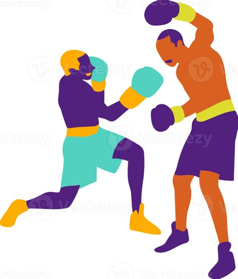 Muscular Boxers Fighting On Boxing Ring Png