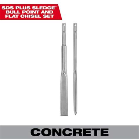 Milwaukee Sledge Sds Plus Bull Point And Flat Chisel Set 2 Pack 48 62