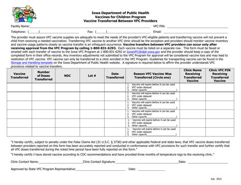 Iowa Vaccine Transferred Between Vfc Providers Fill Out Sign Online And Download Pdf