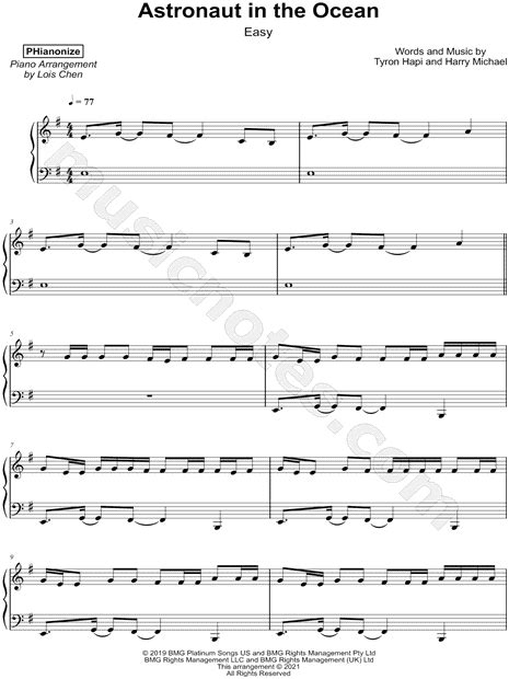 Phianonize Astronaut In The Ocean Easy Sheet Music Piano Solo In E Minor Download