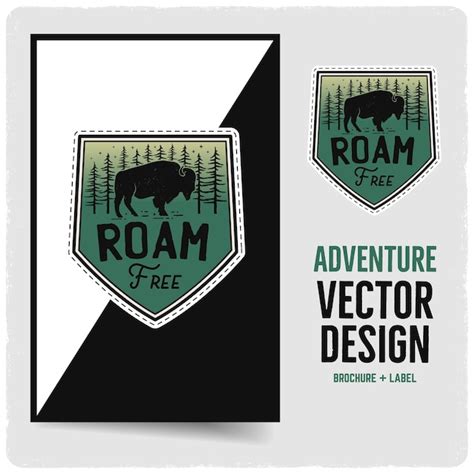 Premium Vector Vintage Roam Free Badge And Brochure Illustration