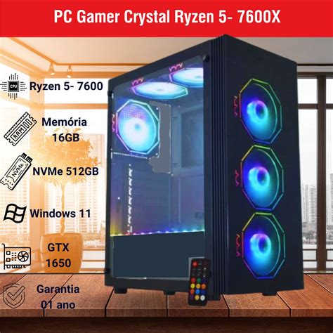 Pc Gamer Crystal Processador Amd Ryzen X Am Crystal Inform Tica