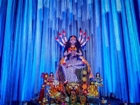 Clay Idol of Lord Durga during Durga Puja Celebration in Bengal, India ...