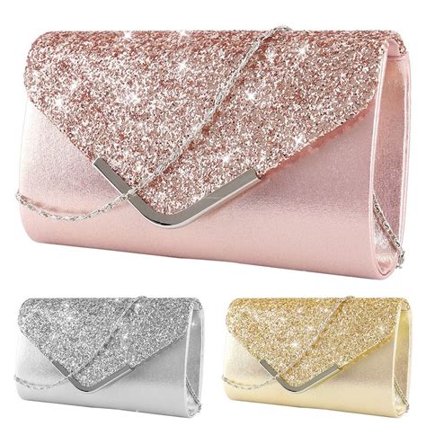 Women Glitter Evening Clutch Bag Ladies Wedding Party Handbag Prom