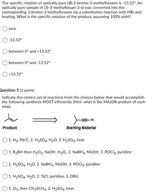 Solved The Specific Rotation Of Optically Pure R Bromo