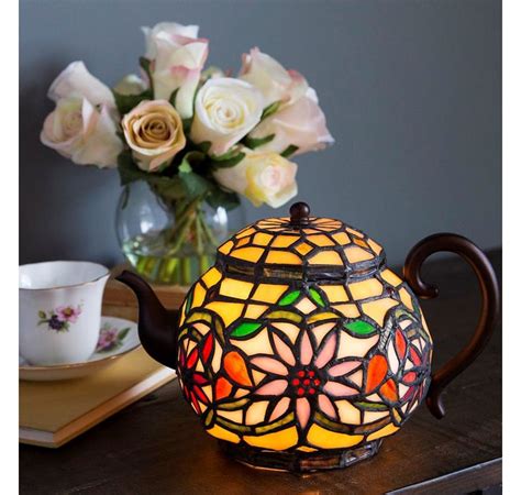 Tea For Two This Stained Glass Teapot Accent Lamp Features Luxurious