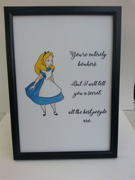 A4 Alice in Wonderland Quote and Watercolour Painting Hand Painted Lewis Carroll Children's Book ...