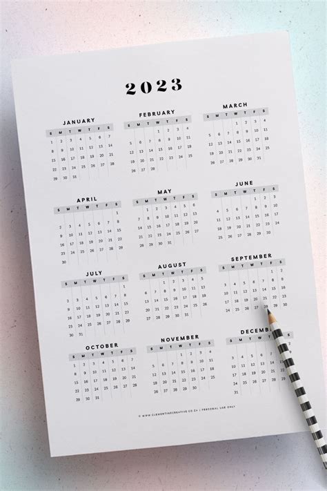 2023 Year At A Glance Calendar Free Printable 2025 CALENDAR PRINTABLE