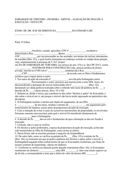 Embargos DE Terceiro Penhora Imóvel Alegação DE Fraude À Execução