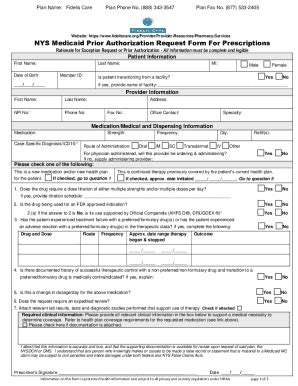 Fillable Online NYS Medicaid Prior Authorization Request Form For