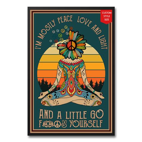 Loluis Im Mostly Peace Love Motivational Yoga Poster