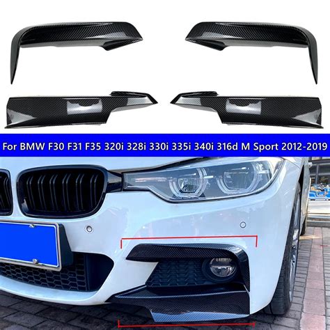 Front Bumper Splitter Trim Kit Fog Light Lamp Cover Canards For Bmw F