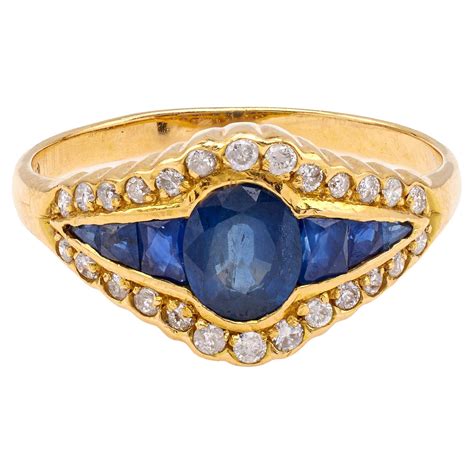 Vintage Diamond And Sapphire K Yellow Gold Ring For Sale At Stdibs