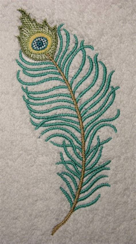 Beautiful Peacock Feather Embroidered By Thecrochettowel On Etsy 13