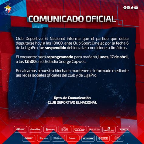 Club Deportivo El Nacional On Twitter Comunicado Oficial Fecha