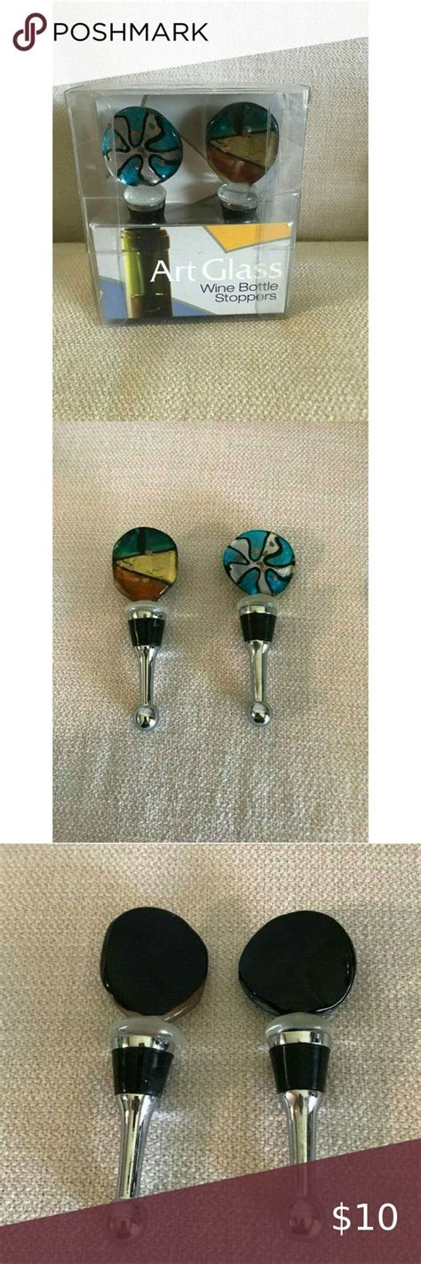 LS Arts Art Glass Wine Bottle Stoppers New In Box Wine Bottle